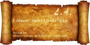 Lohner Apollinária névjegykártya